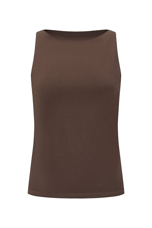 SWAYING 25 Early Autumn One-shoulder Elastic Vest SW-SW25PF1T04C3-ZONG Brown